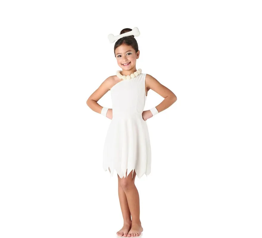 Elegante costume bianco da cavernicolo per bambina