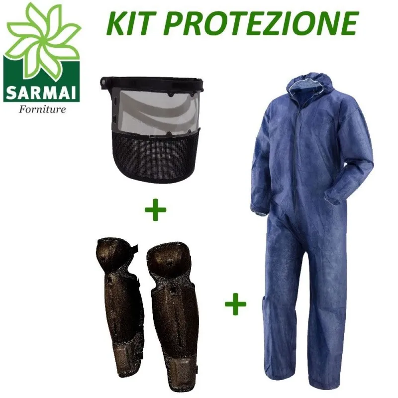 Kit protezione tuta PLP + visiera protezione viso + gambali